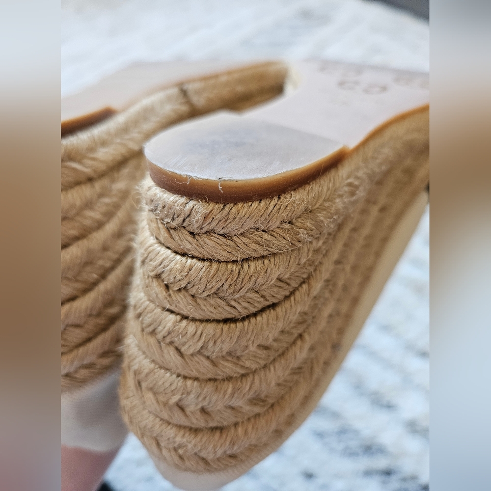Tory Burch Filipa Beige/Black Espadrille Wedges, sz 8B - Picture 9 of 13